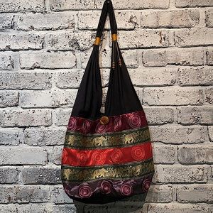 Vintage Hippie Boho  bohemian  Shoulder Bag with Elephants India Eastern